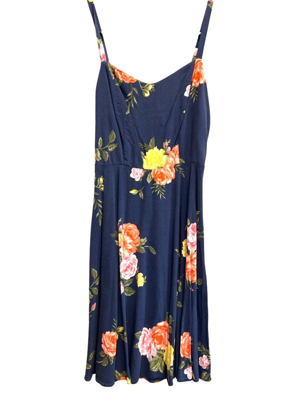 Old Navy XS Navy Floral Sundress With Smocked Back & Adjustable Straps